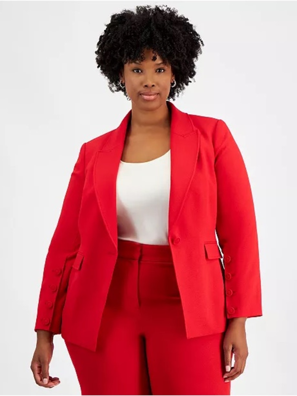 Tahari ASL Single Button Blazer Vibrant Red Size 14